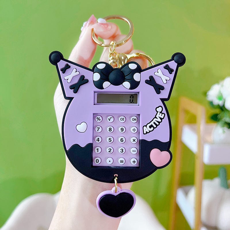 Kuromi Calculator Keychain with Backside Maze