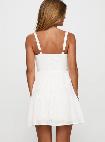 Anabelita Broderie Mini Dress White