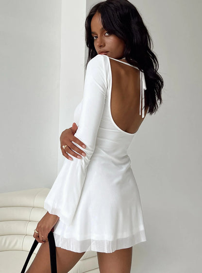 Lukea Long Sleeve Mini Dress White Petite
