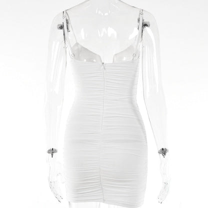 Spring Sexy Slim Elegant Clubwear Solid Sleeveless Backless Sheath Dress