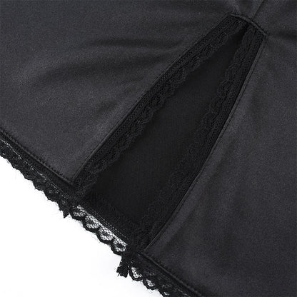 Strappy Satin Ruched Black Dress