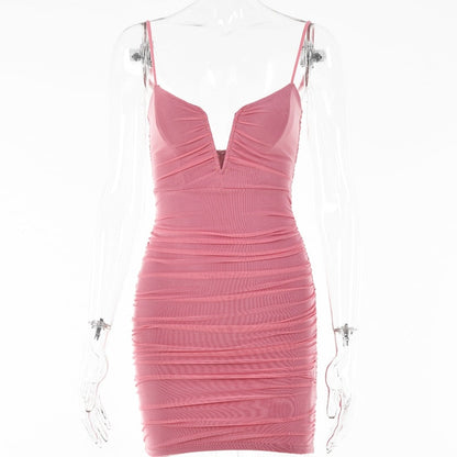 Spring Sexy Slim Elegant Clubwear Solid Sleeveless Backless Sheath Dress