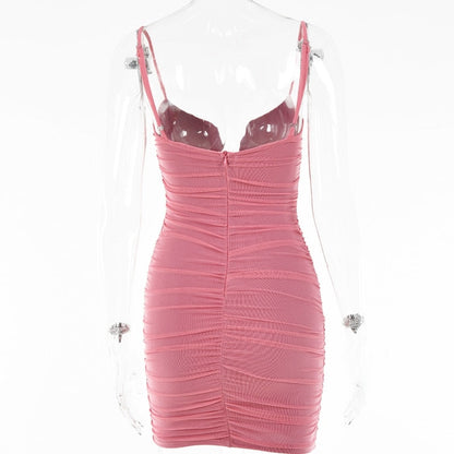 Spring Sexy Slim Elegant Clubwear Solid Sleeveless Backless Sheath Dress