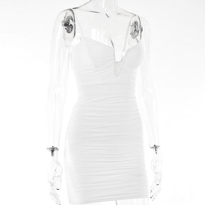 Spring Sexy Slim Elegant Clubwear Solid Sleeveless Backless Sheath Dress