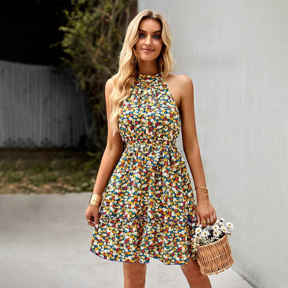 Sleeveless A-line Bohemian Mini Dress Beach Dress