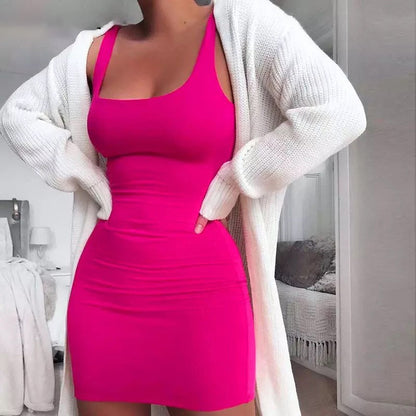 Spaghetti Strap Sexy Neon Bodycon Dress