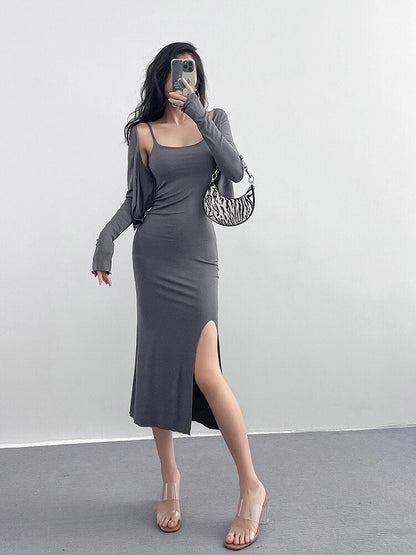Spring Autumn Hot Girl Two Piece Mini Dress