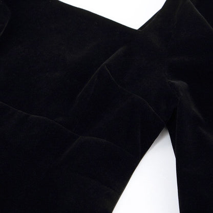 Square Collar Black Bubble Sleeve Long Sleeve Velvet Dress