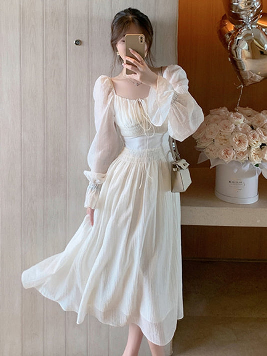 Spring Summer New Women Elegant Midi Dress