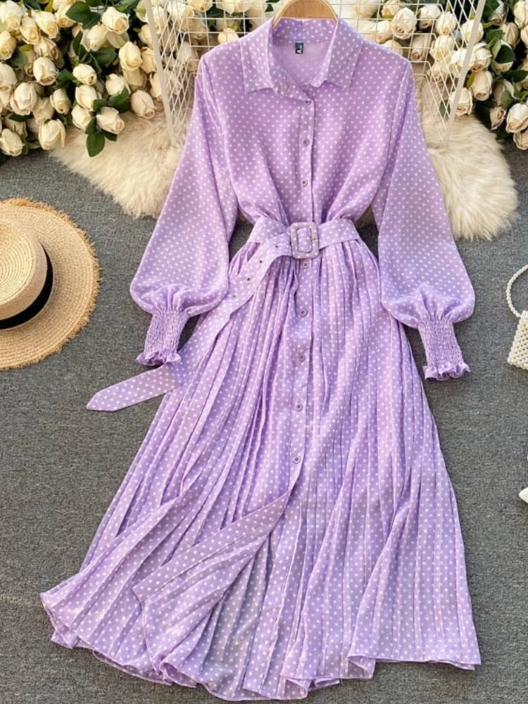 Spring Autumn Women Vintage Maxi Party Dress