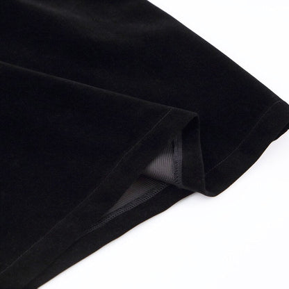Square Collar Black Bubble Sleeve Long Sleeve Velvet Dress