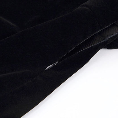 Square Collar Black Bubble Sleeve Long Sleeve Velvet Dress
