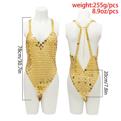 Handmade Transparent Squamous Bikini Sequin Dress