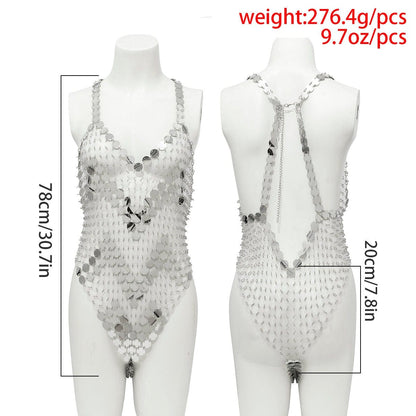 Handmade Transparent Squamous Bikini Sequin Dress