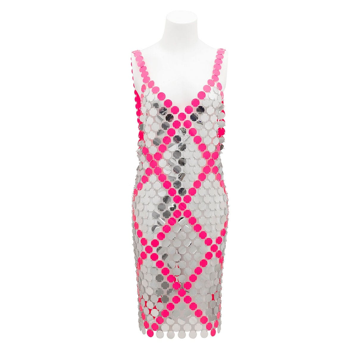 Handmade Two-tone Squamous Sequins Patchwork Rave Party Midi Dress