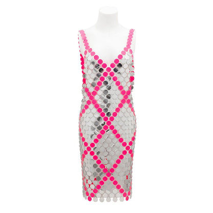 Handmade Two-tone Squamous Sequins Patchwork Rave Party Midi Dress