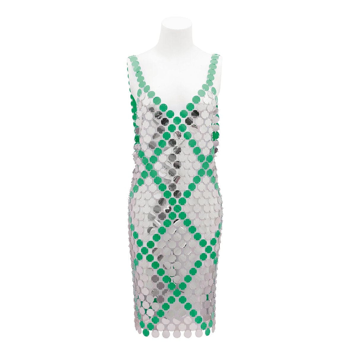 Handmade Two-tone Squamous Sequins Patchwork Rave Party Midi Dress