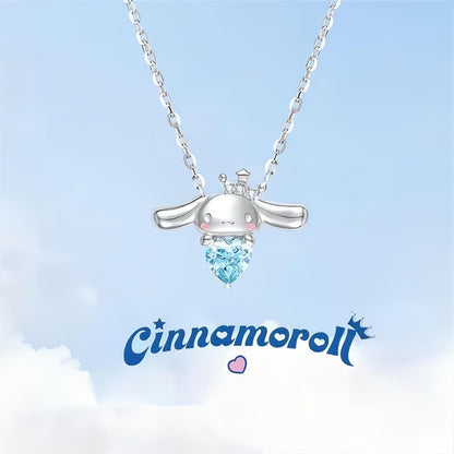 Kawaii Sanrio Cinnamoroll Crown Heart Necklace