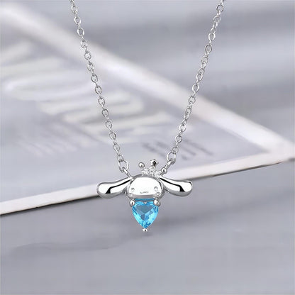 Kawaii Sanrio Cinnamoroll Crown Heart Necklace